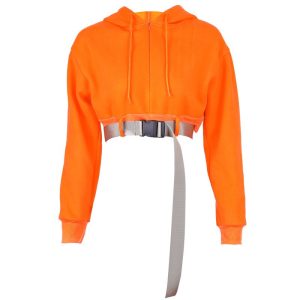 Buckled Crop Top Hoodie
